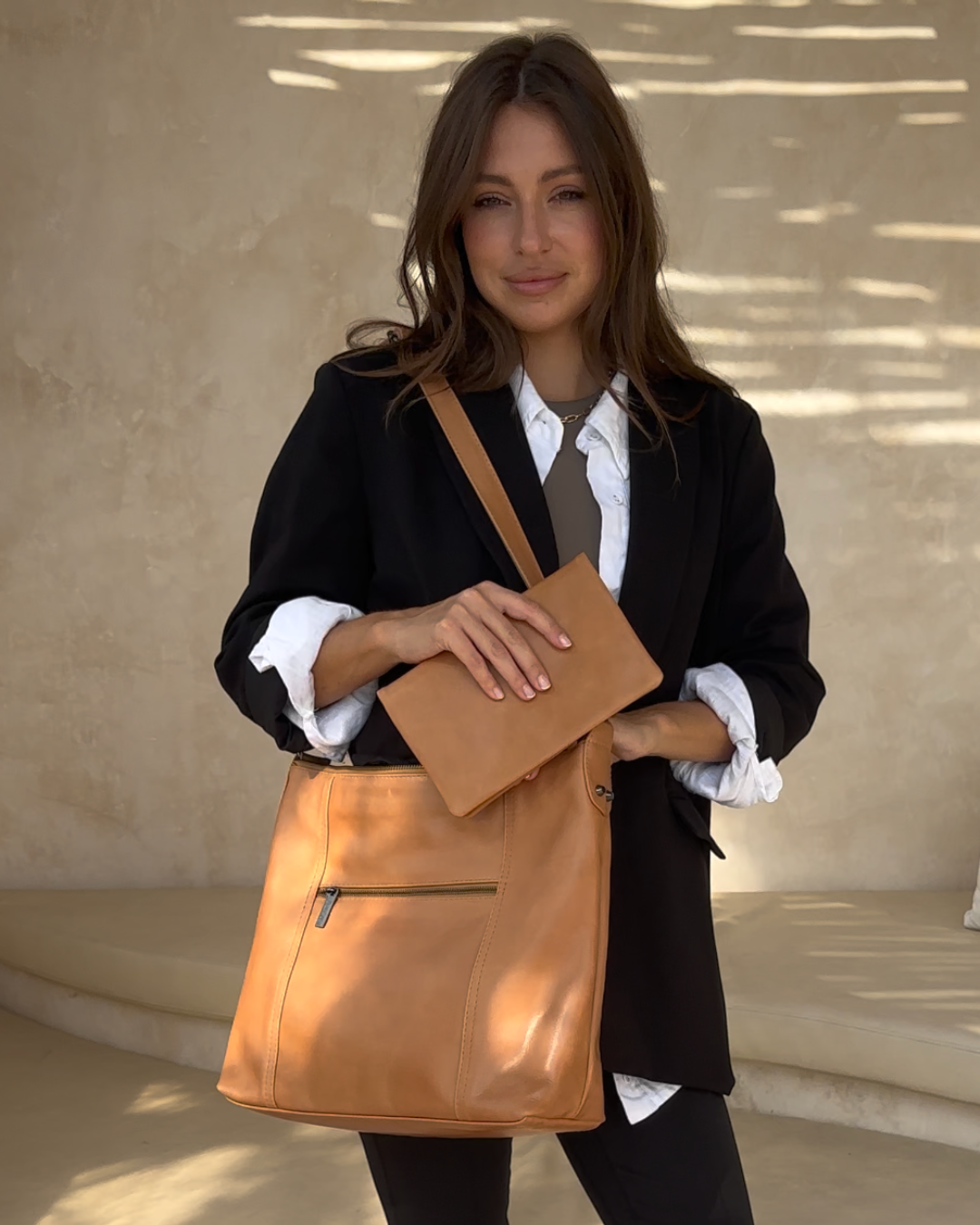 Almond Bare Leather Barcelona Bag