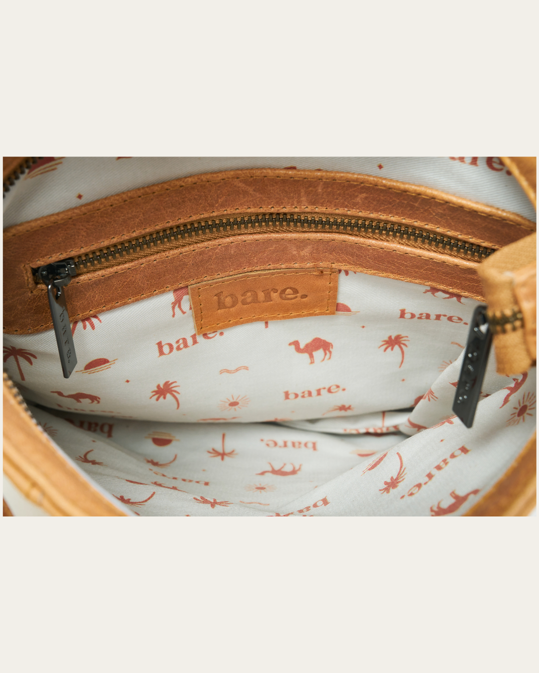 Almond Bare Leather Betty Bag, inside features