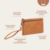 Almond Bare Leather Mangrove Purse showing Features