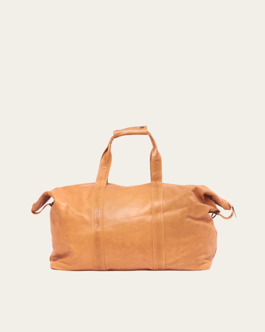 Almond Bare Leather Travel Bag .Front