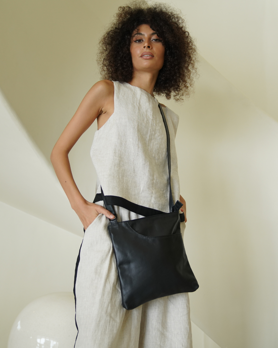 Black Bare Leather Betty Bag