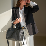 Black Bare Leather Brooklyn Bag