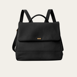 Black Bare Leather Lottie Backpack. Front