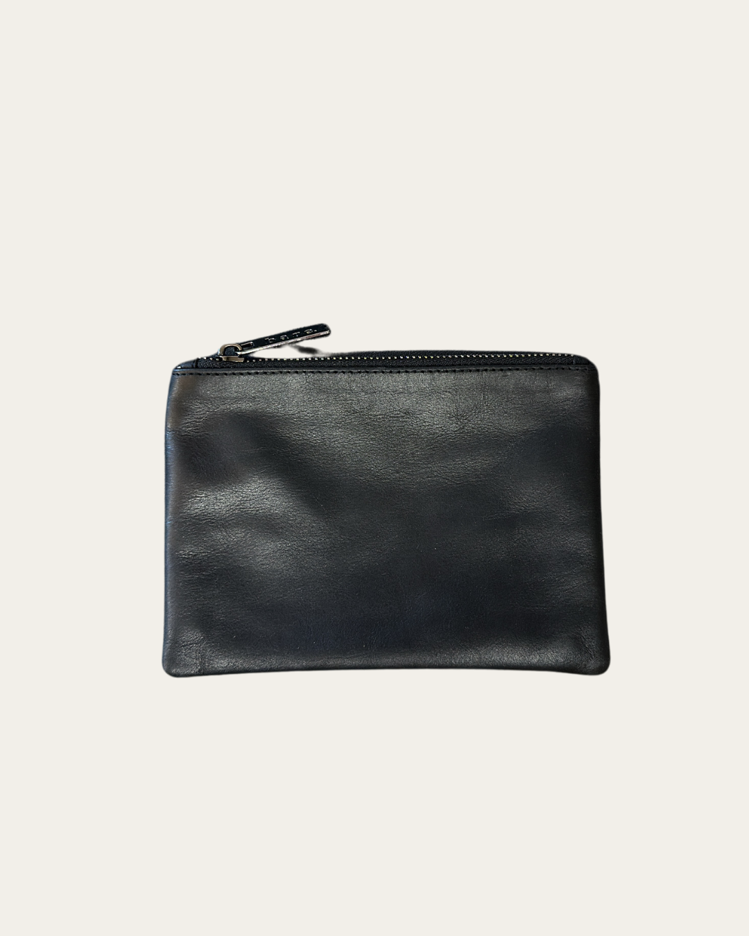 Black Bare Leather purse with zip