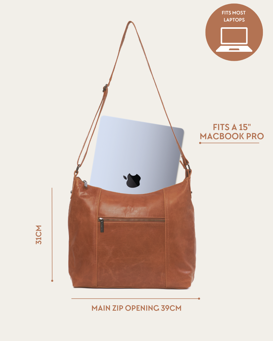 Camel Bare Leather Barcelona Bag