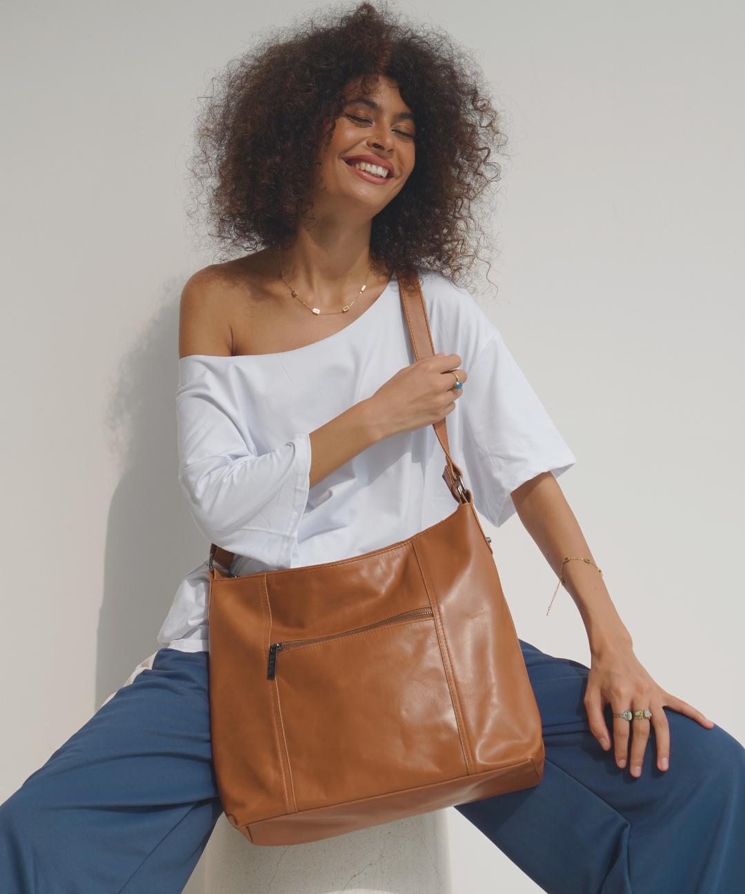 Camel Bare Leather Barcelona Bag