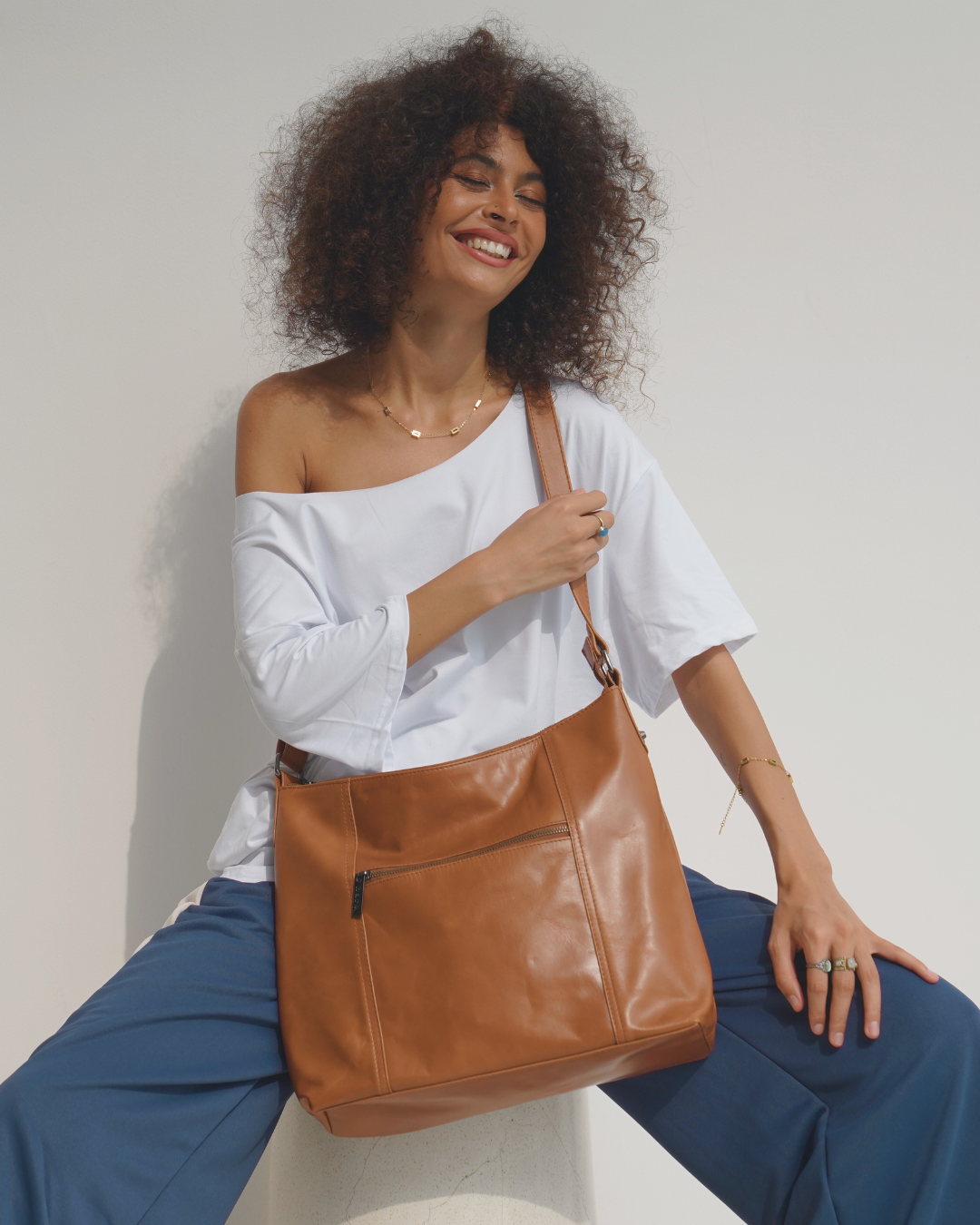 Camel Bare Leather Barcelona Bag