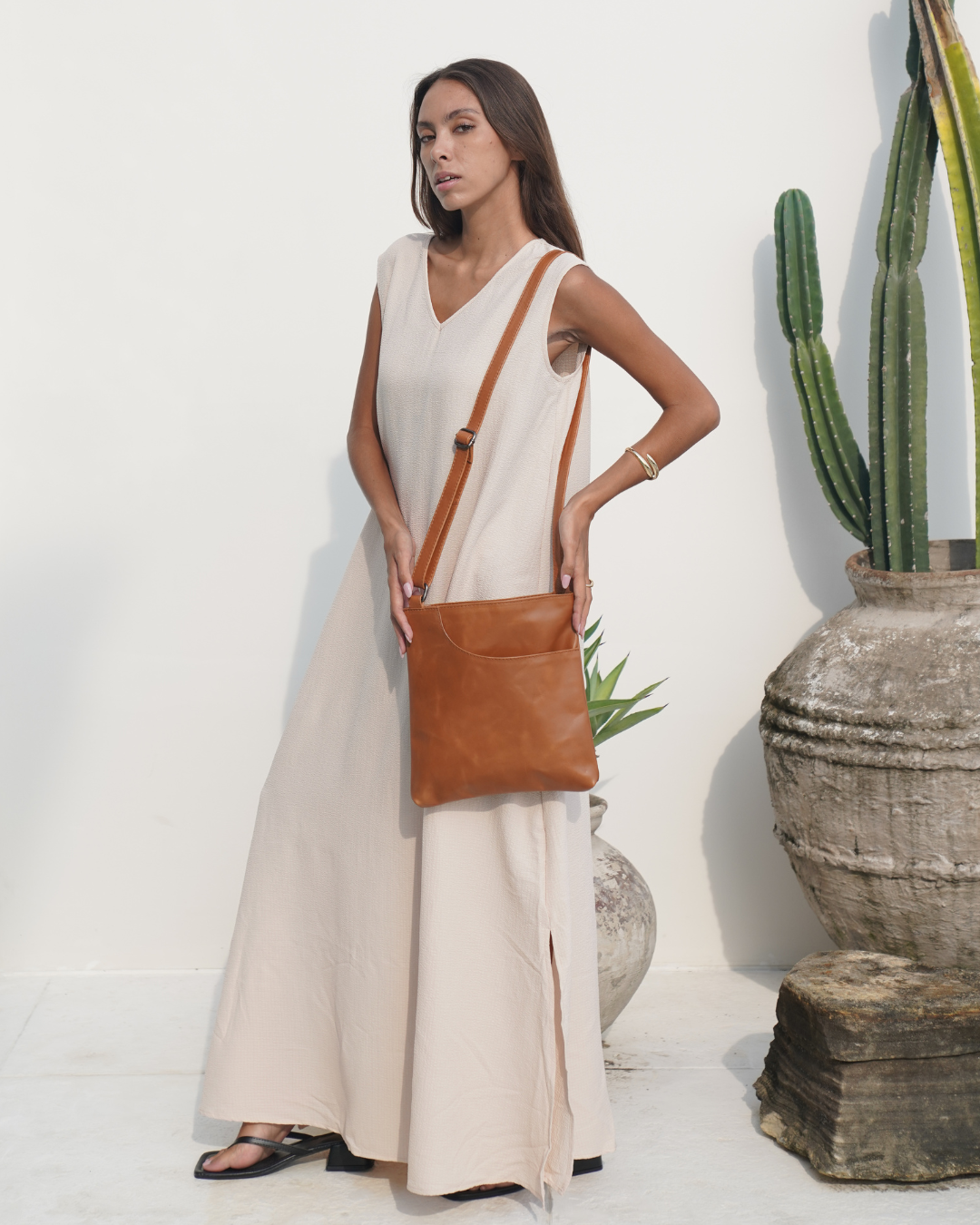 Camel Bare Leather Betty Bag