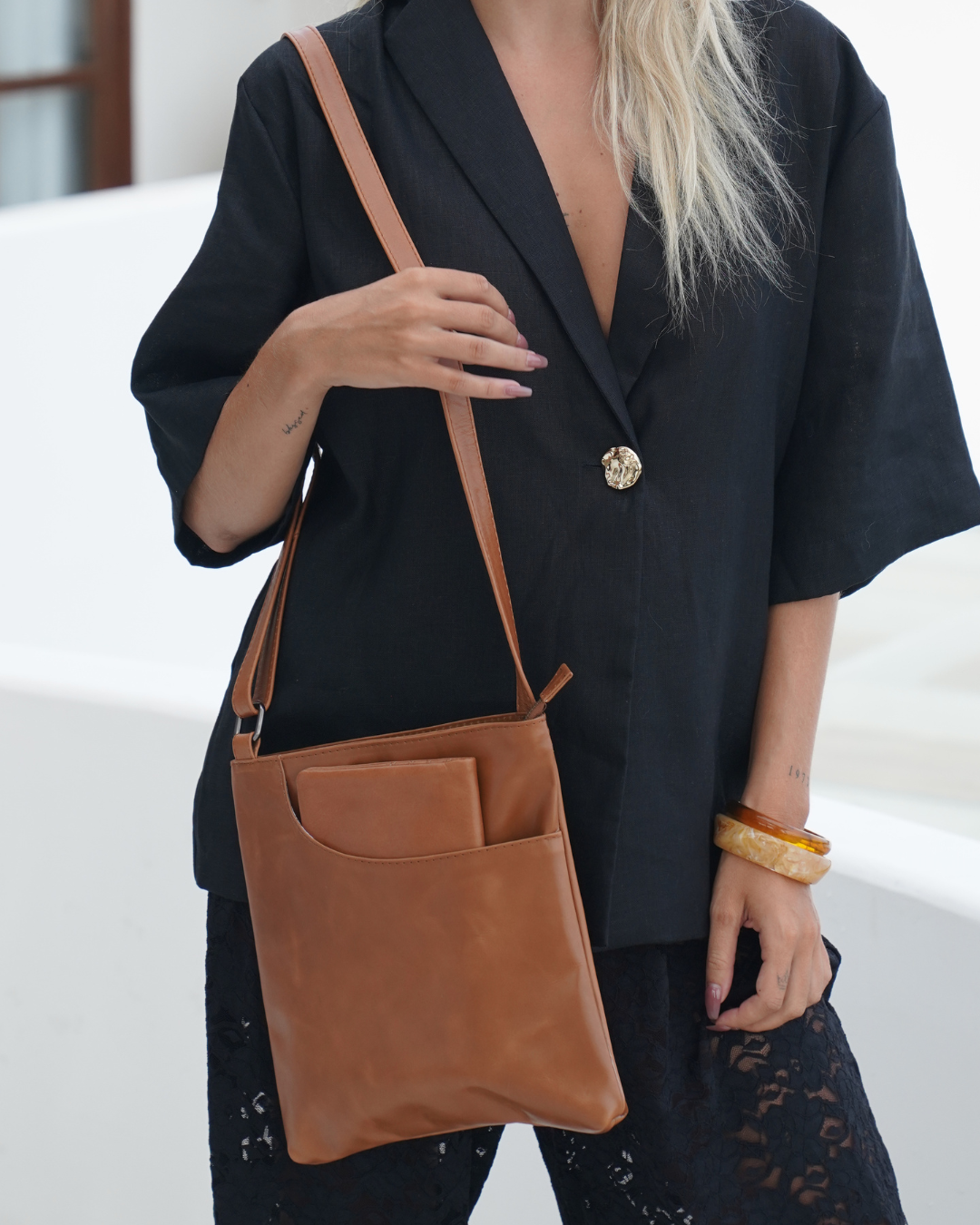 Camel Bare Leather Betty Bag