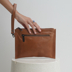 Camel Bare Leather Coco Clutch
