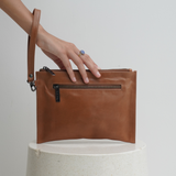 Camel Bare Leather Coco Clutch