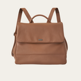 Camel Bare Leather Lottie Backpack. Front