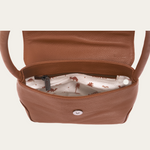Camel Bare Leather Patsy Bag interior.