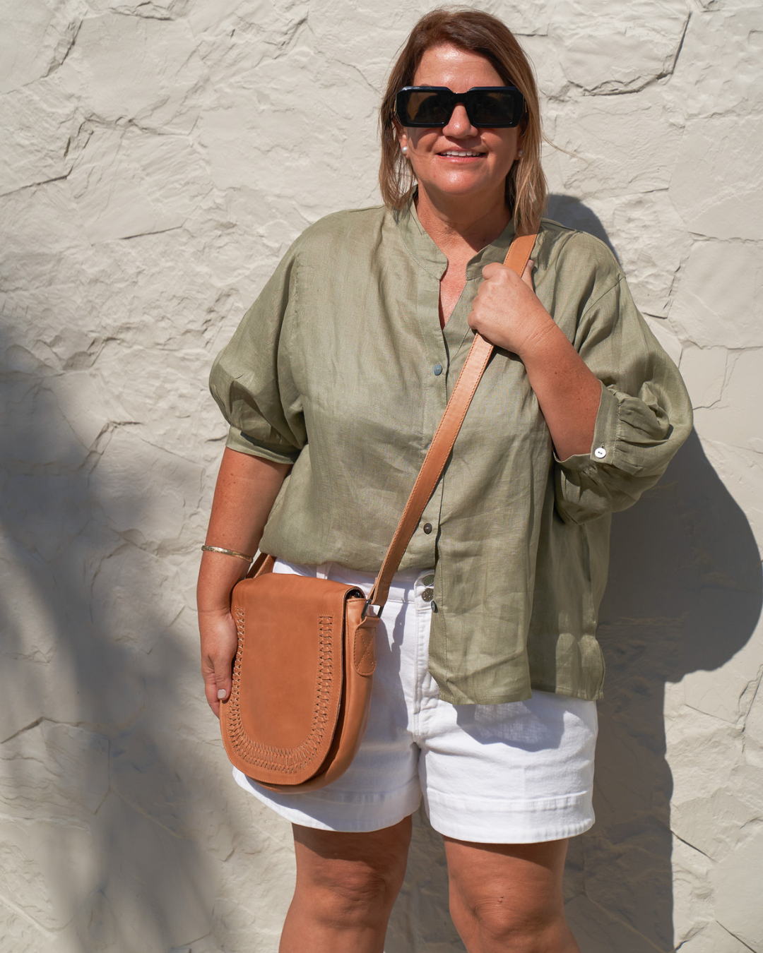 Camel Bare Leather Harper Bag