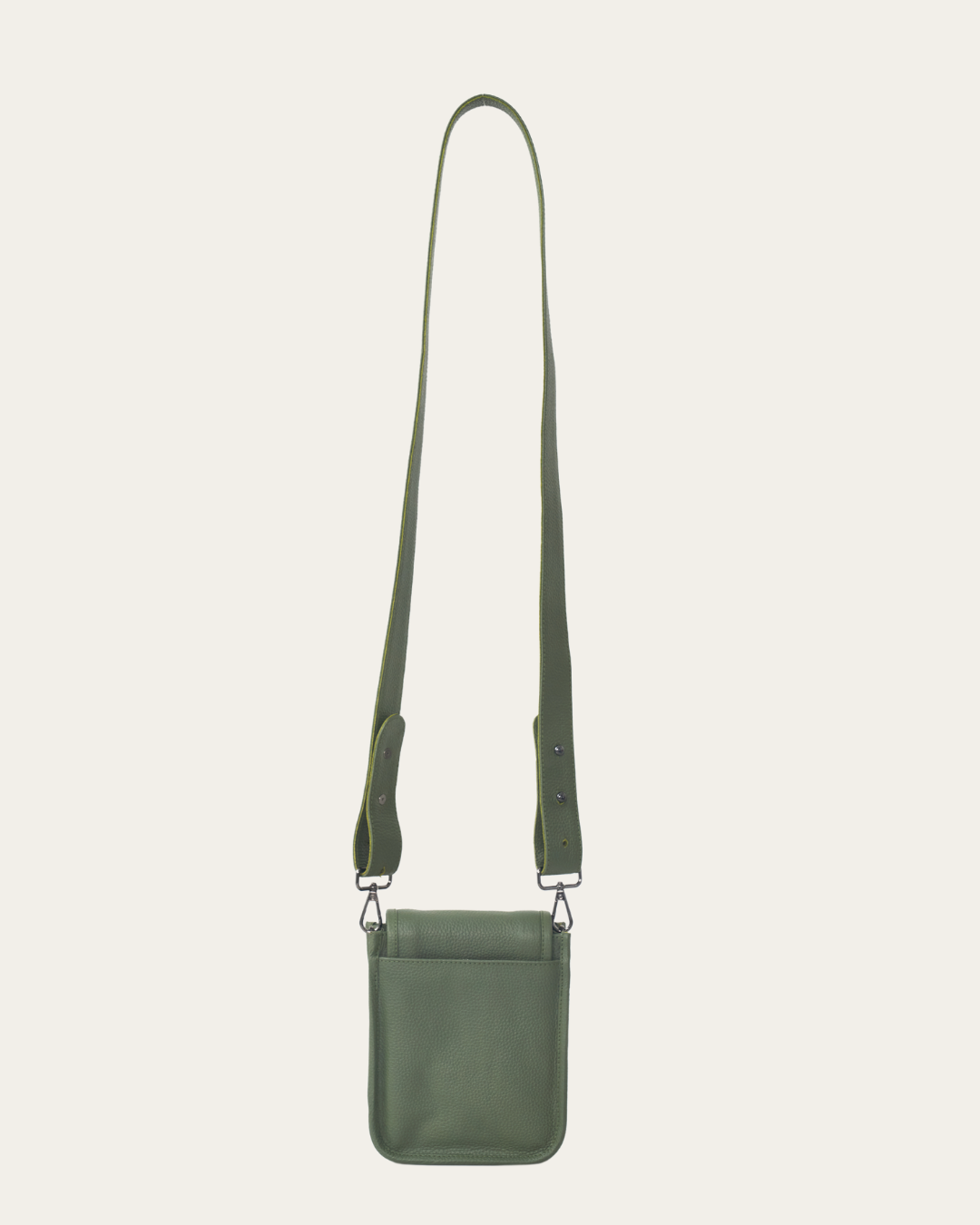 Olive Bare Leather Hadley bag. Back