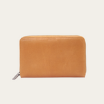 Almond Bare Leather Quinn wallet. Front