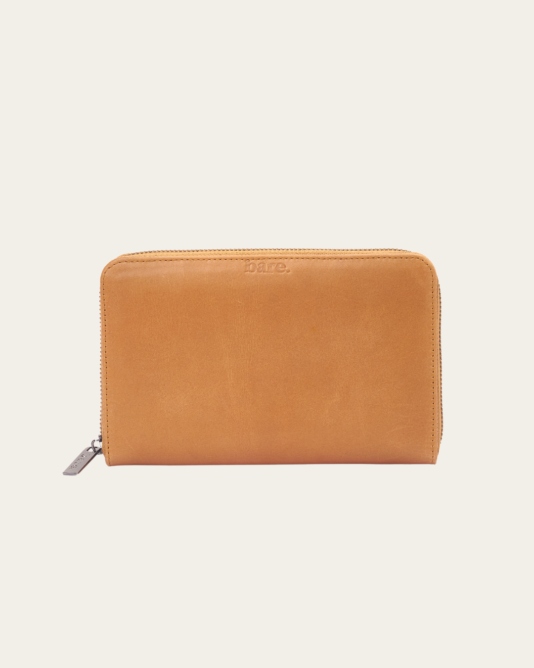 Front image of the Bare Leather Quinn wallet in Almond.