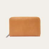 Front image of the Bare Leather Quinn wallet in Almond.