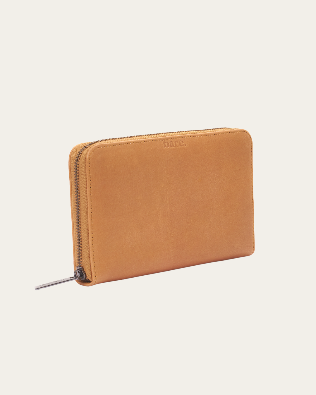 Front view of the Bare Leather Quinn wallet in Almond