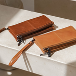 Camel and Almond Bare Leather Saffi wallet