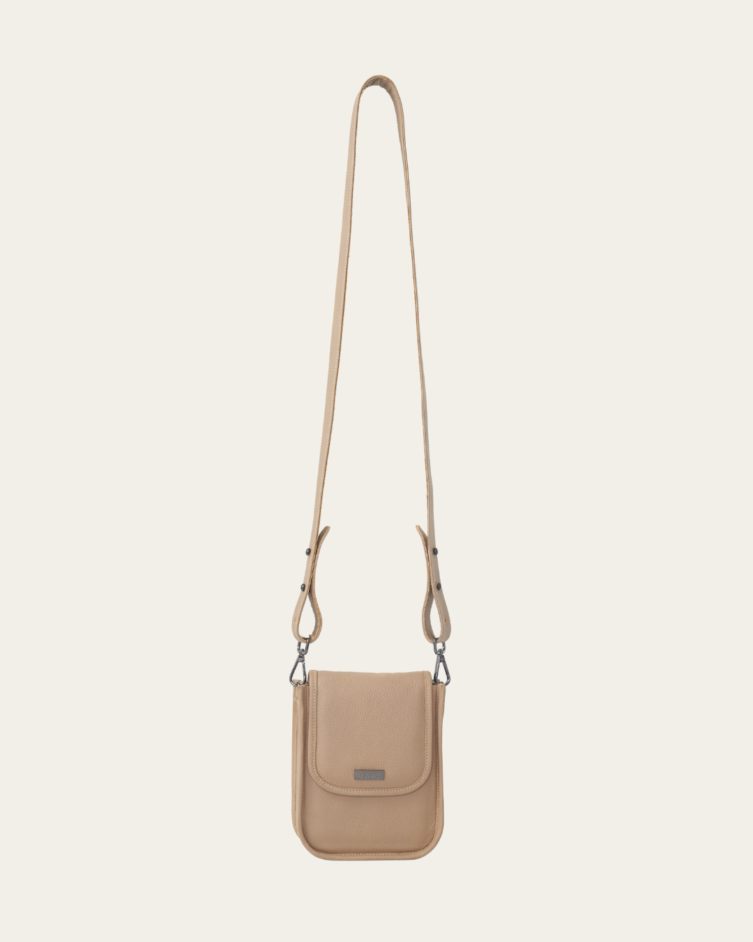 Stone Bare Leather Hadley bag. Front