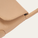 Image shows part of the front of the Bare Leather Patsy bag to show the detail in the stitching.