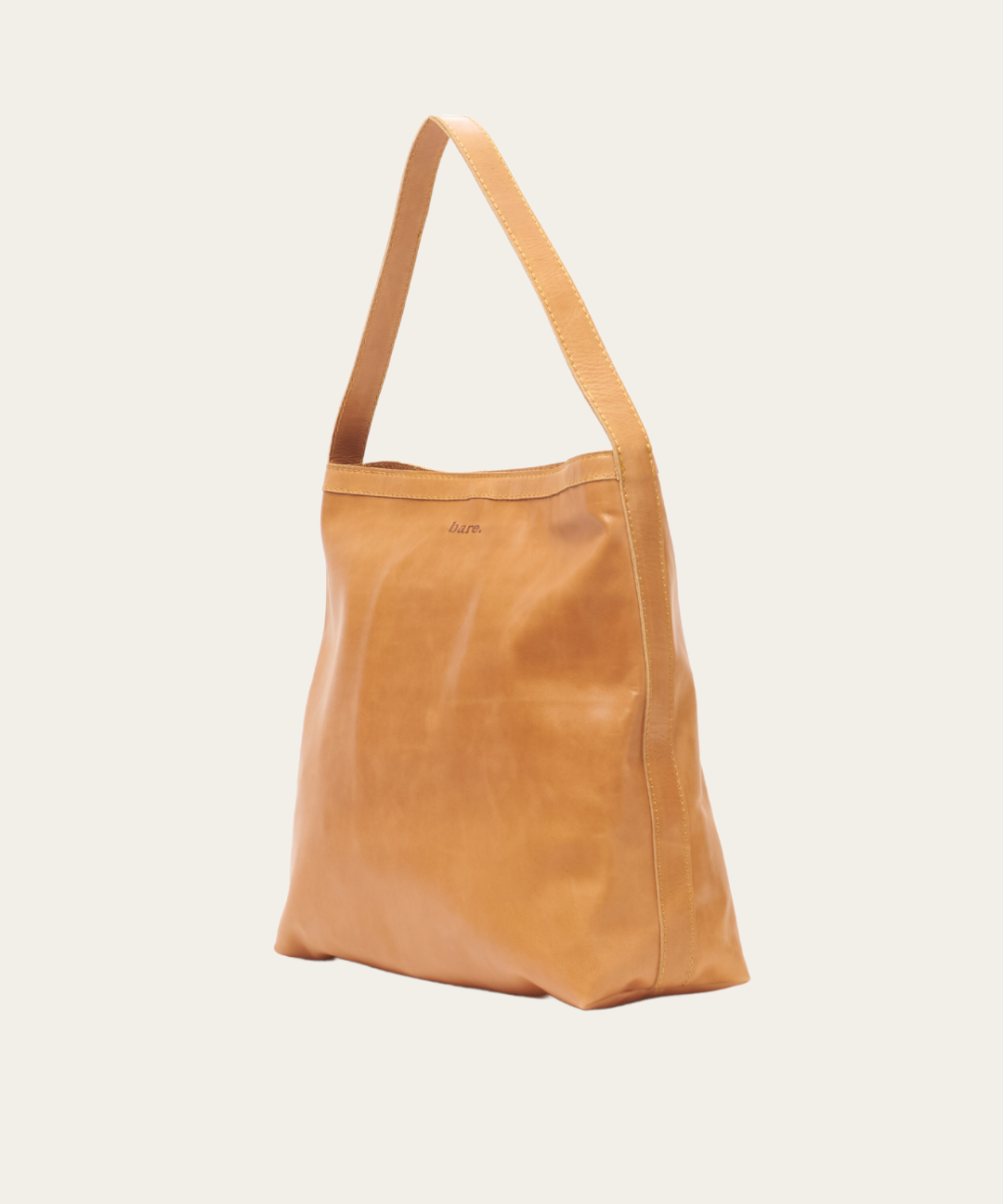Almond Bare Leather Lulu bag.Front