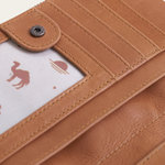 Almond Bare Leather Safii Wallet showing inside features