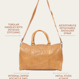 Almond Bare Leather weekender bag