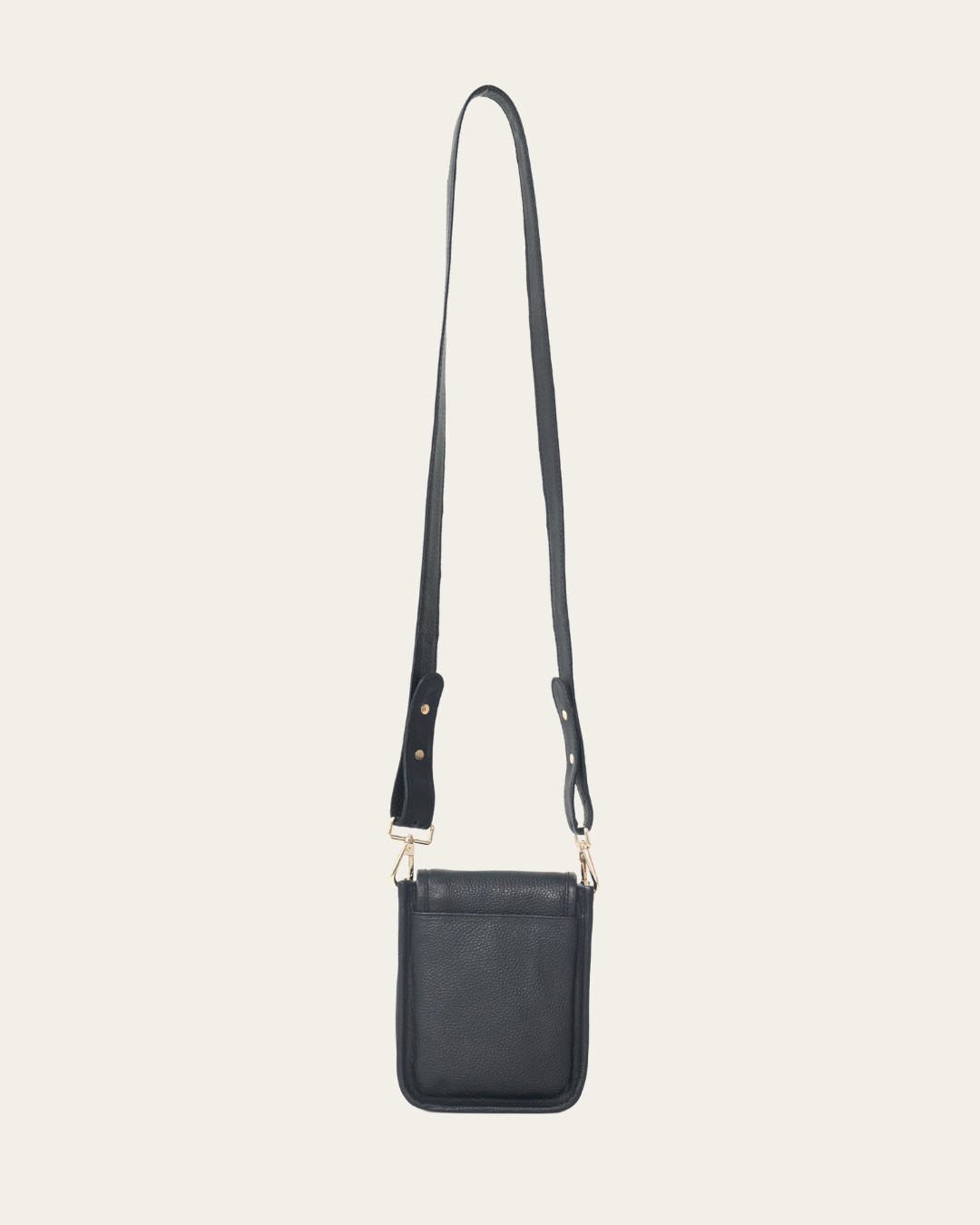 Black Bare Leather Hadley Bag. Back