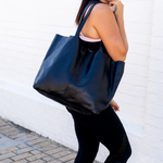 Black Bare Leather London Tote 