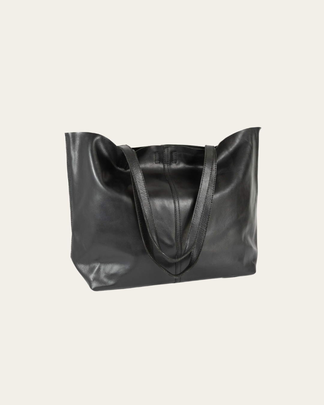 Black Bare Leather London Tote 