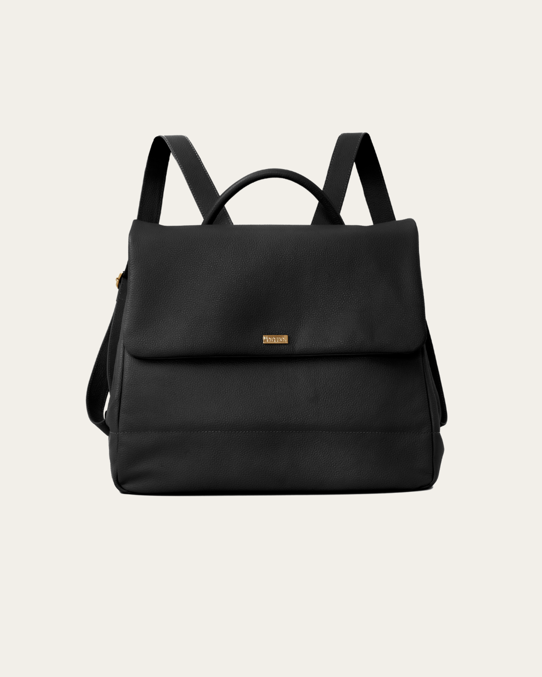 Black Bare Leather Lottie Backpack. Front
