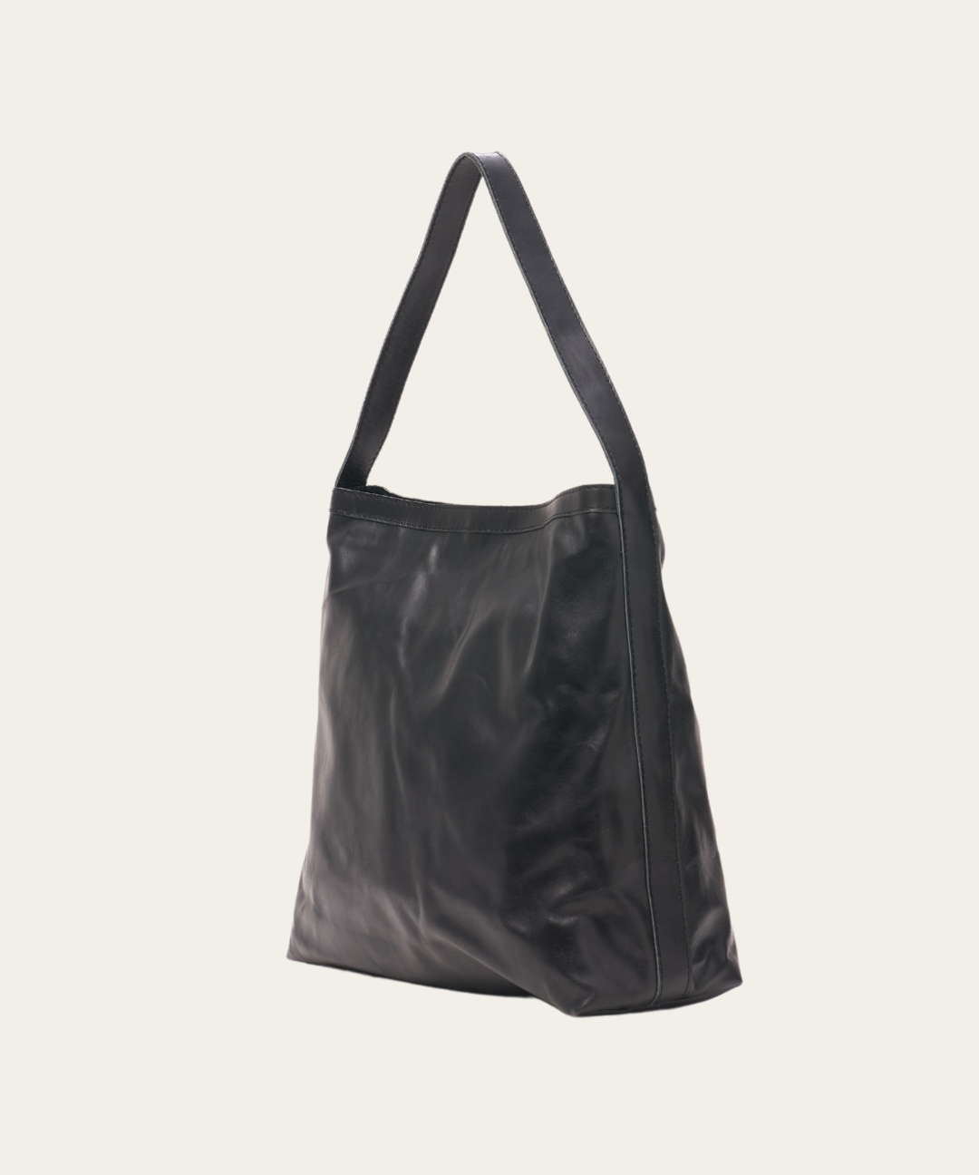 Black Bare Leather Lulu bag. Front