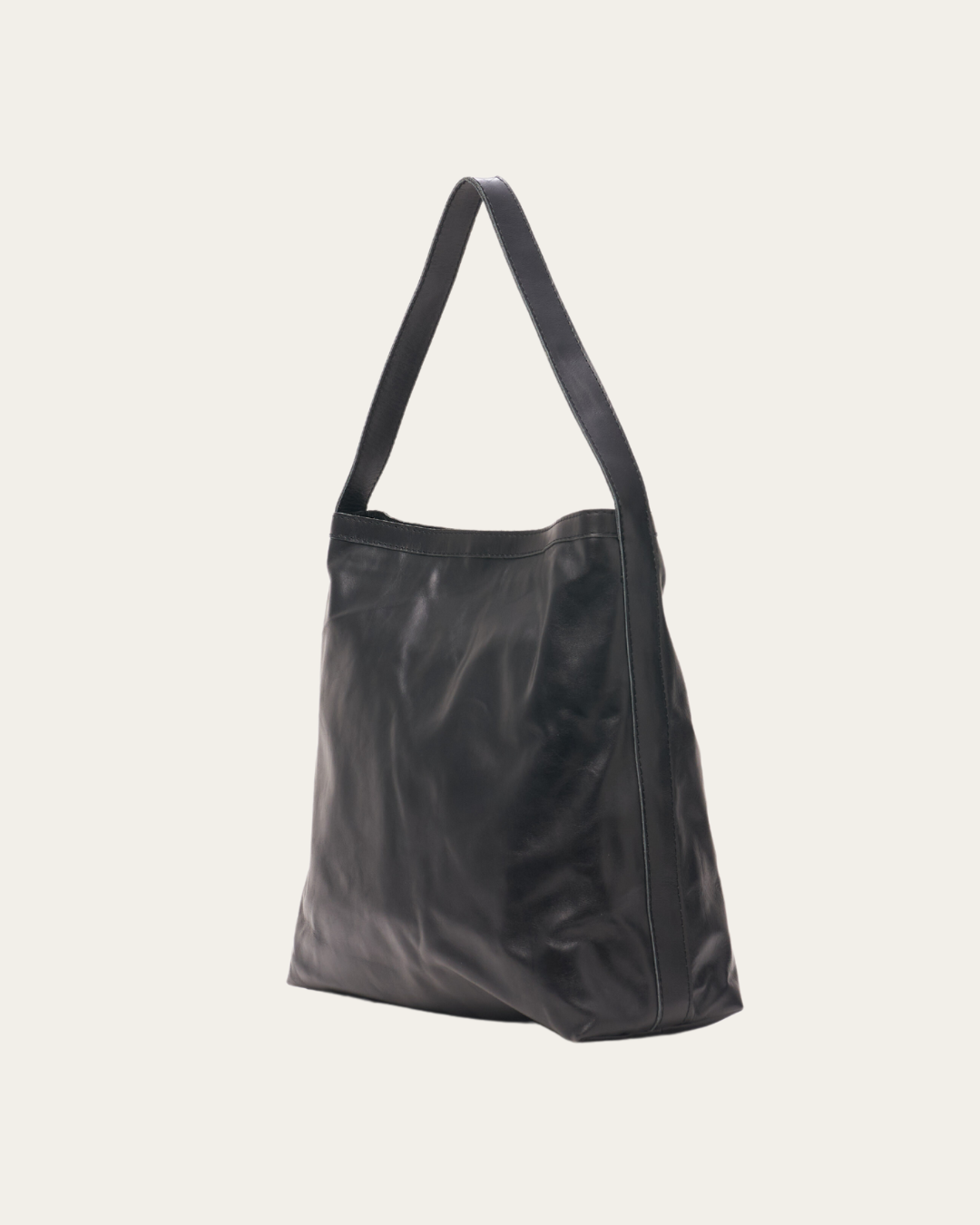 Black Bare Leather Lulu bag. Front