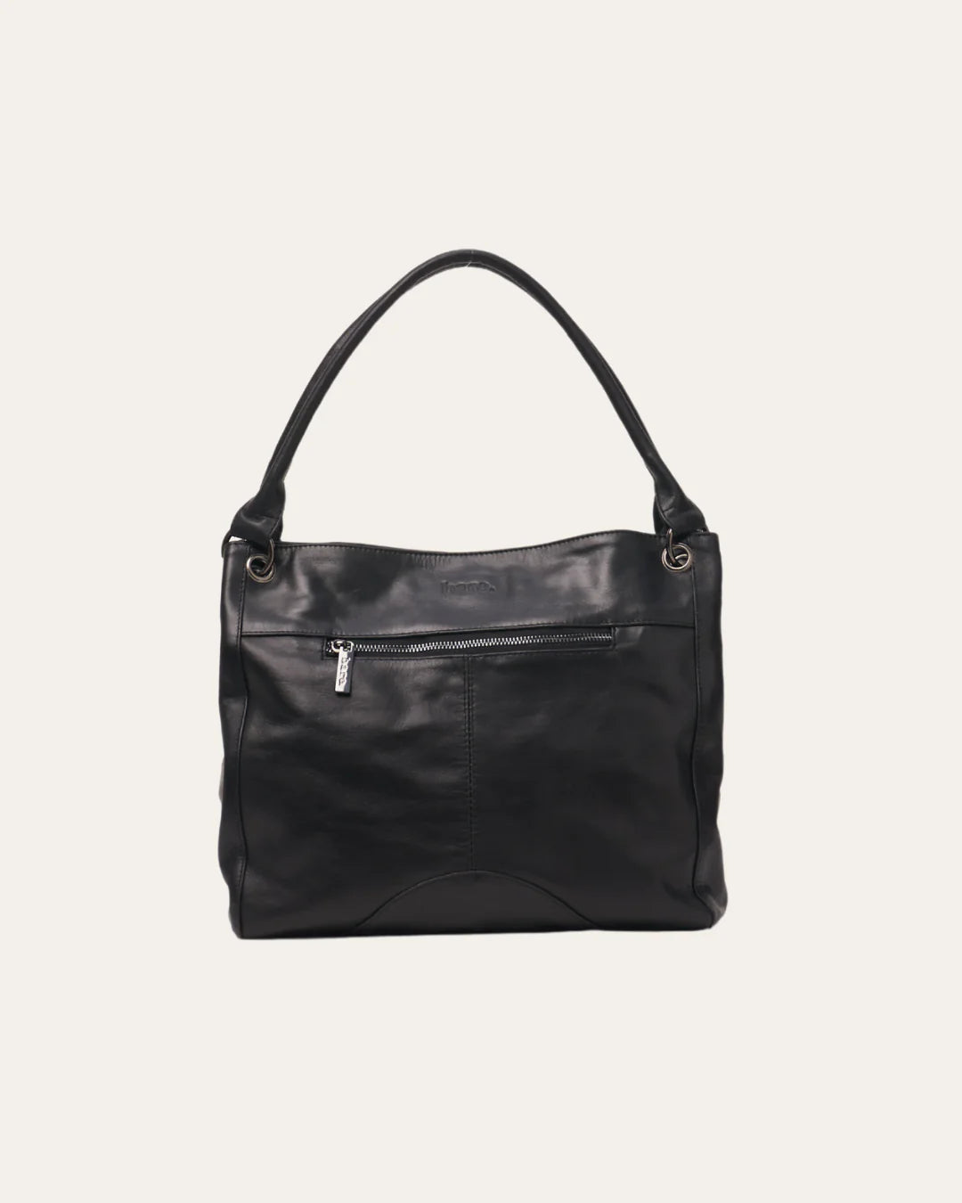 Black Bare Leather Remy Bag. Front