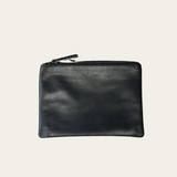 Black Bare Leather purse with zip