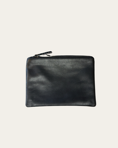 Black Bare Leather purse with zip