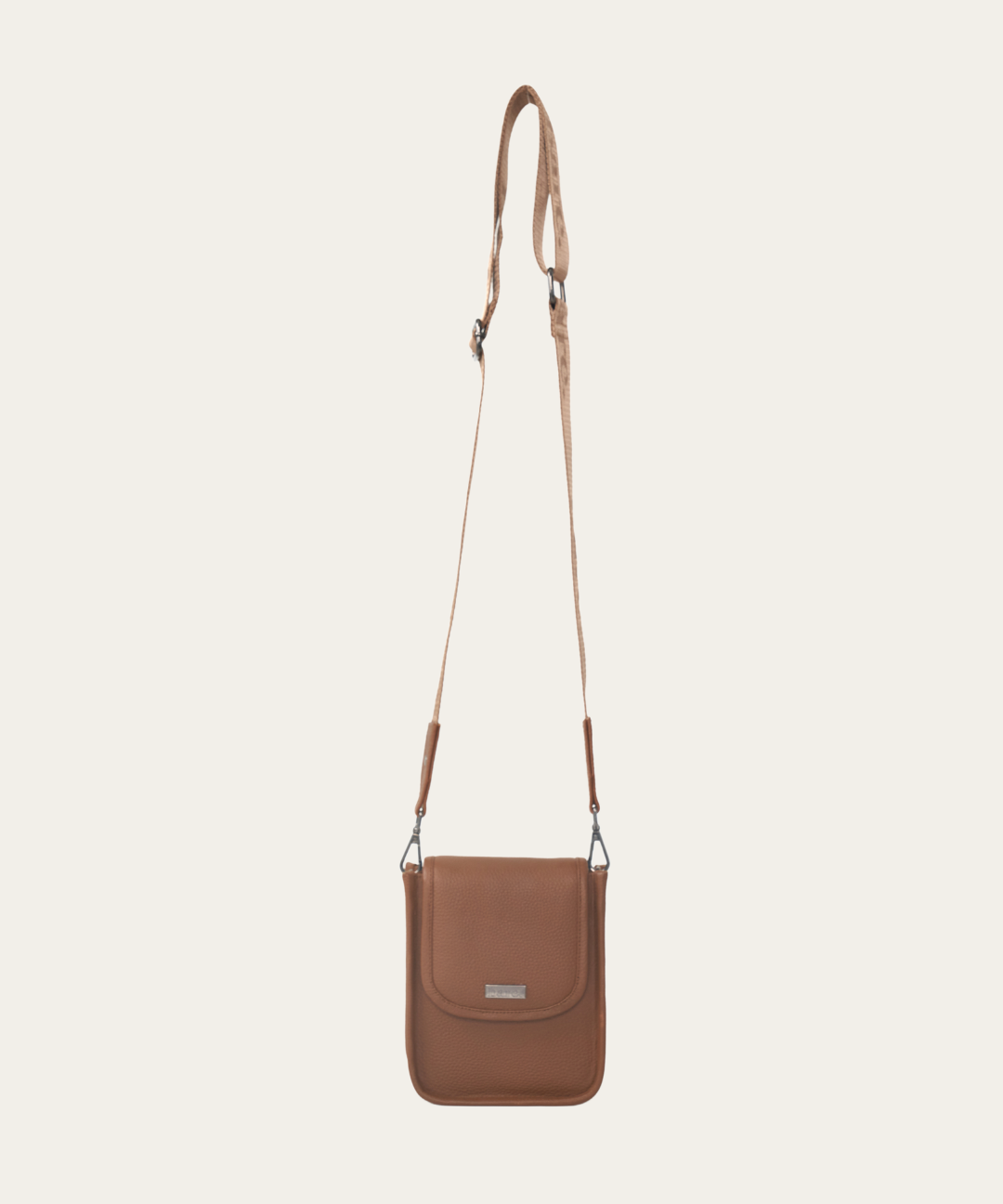 Camel Bare Leather Hadley Bag. Front
