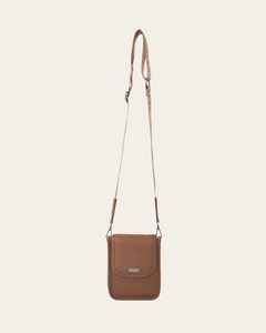 Camel Bare Leather Hadley Bag. Front