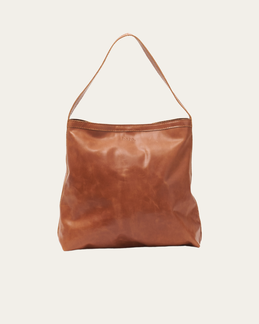 Camel Lulu Bare Leather Bag. Front