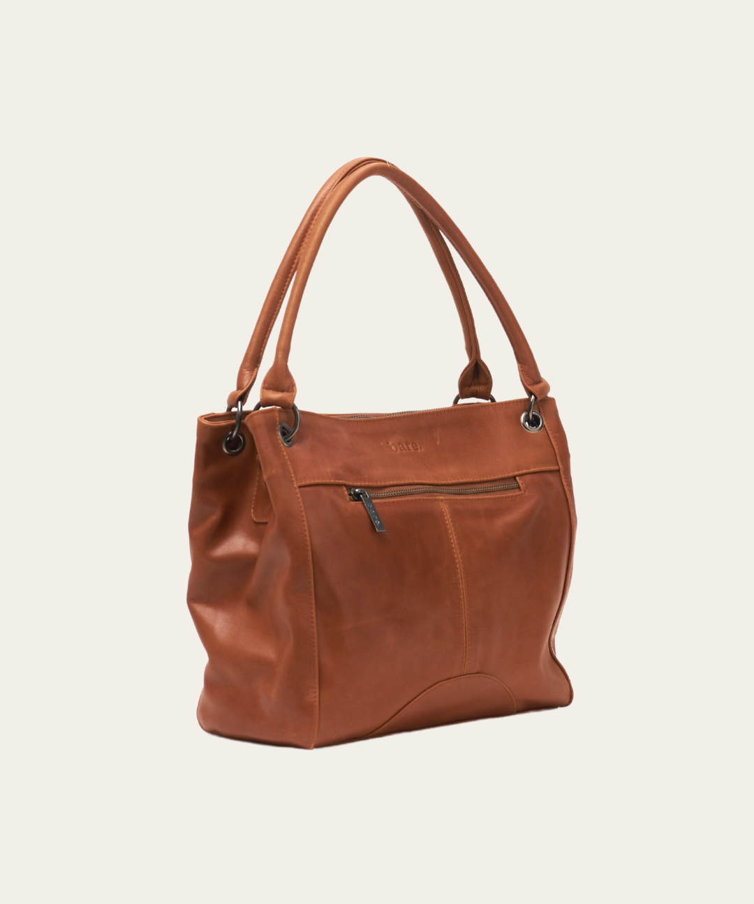 Camel Remy Bare Leather bag. Front