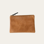Camel Bare Leather purse with zip.