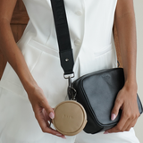 Stone Bare Leather Coin Pouch attached to an Esme bag.