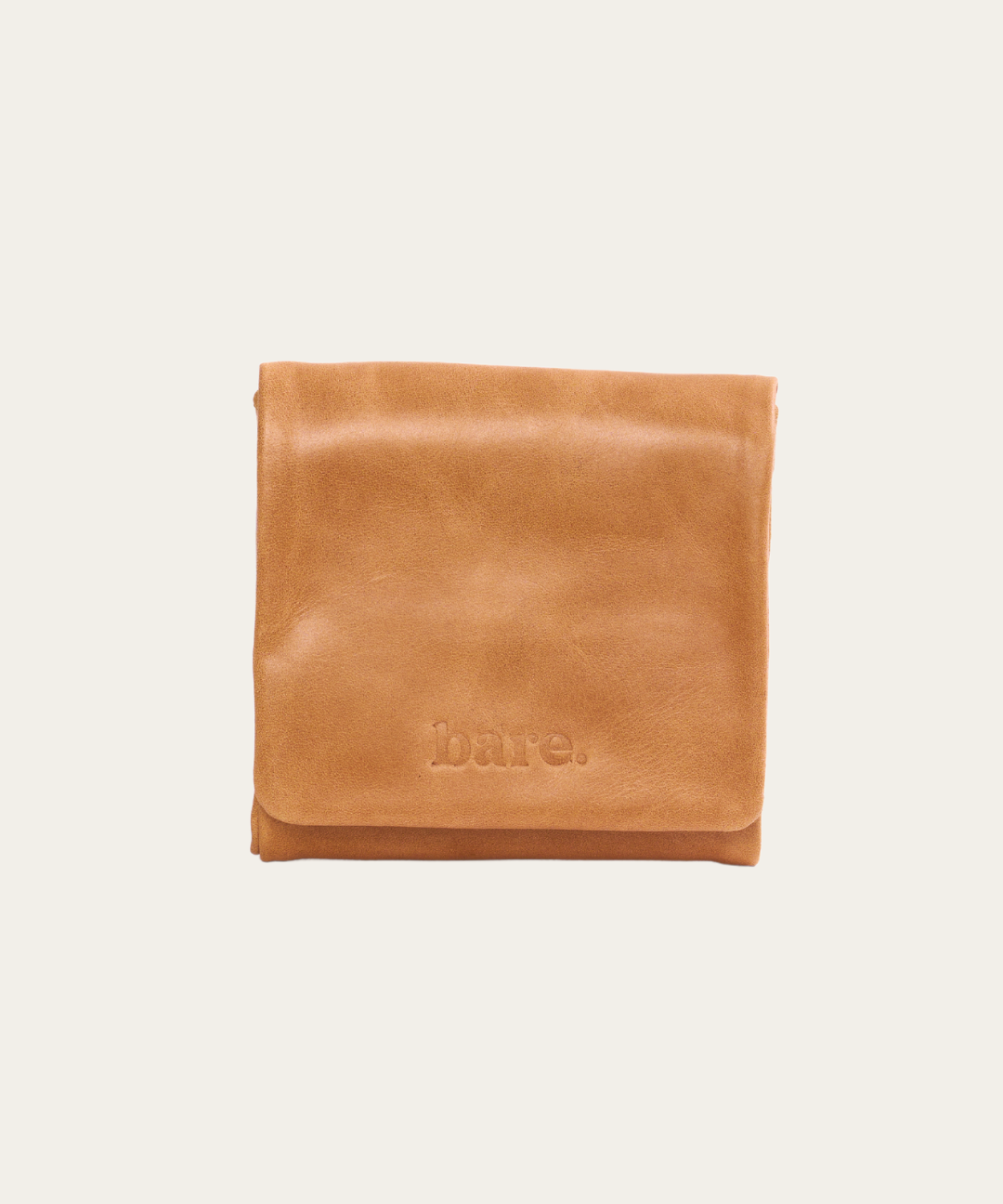 Almond Bare Leather Minnie wallet. Front