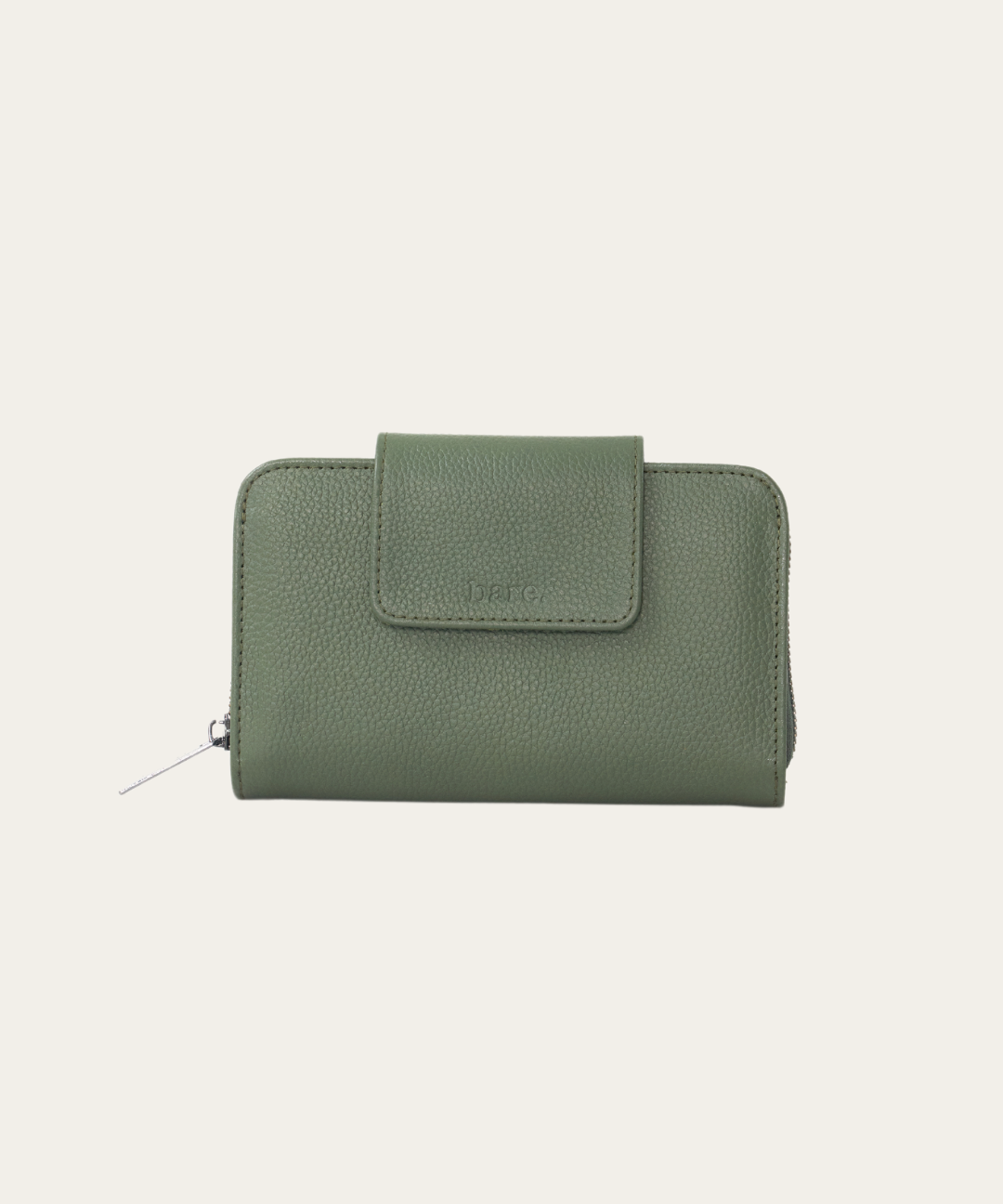 Olive Bare Leather Jorja Wallet. Front