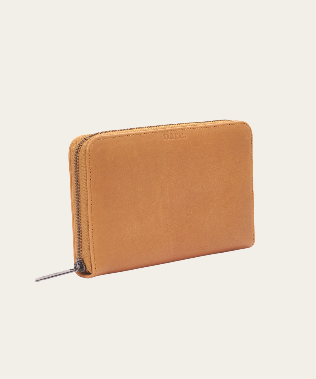 Front view of the Bare Leather Quinn wallet in Almond