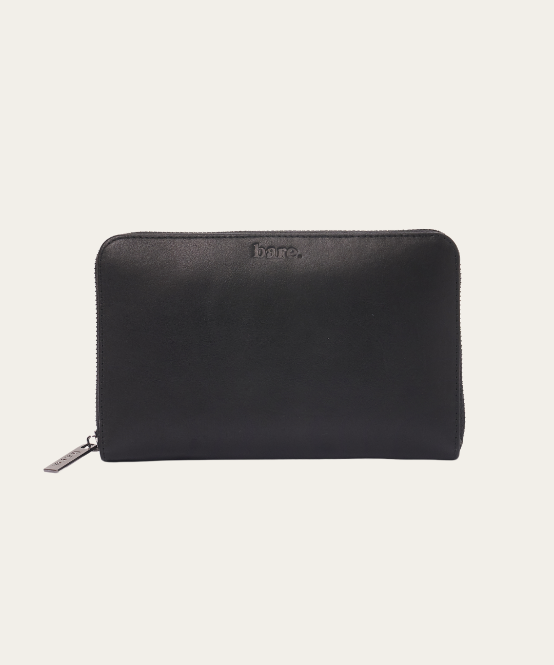 Front image of the Bare Leather Quinn wallet in Black.