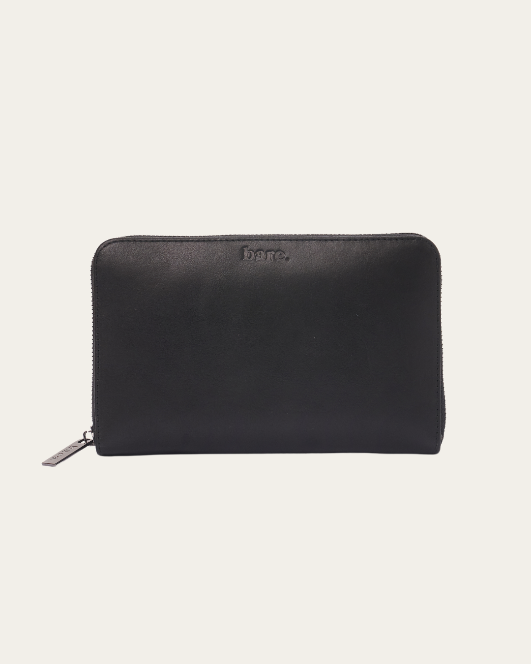 Front image of the Bare Leather Quinn wallet in Black.