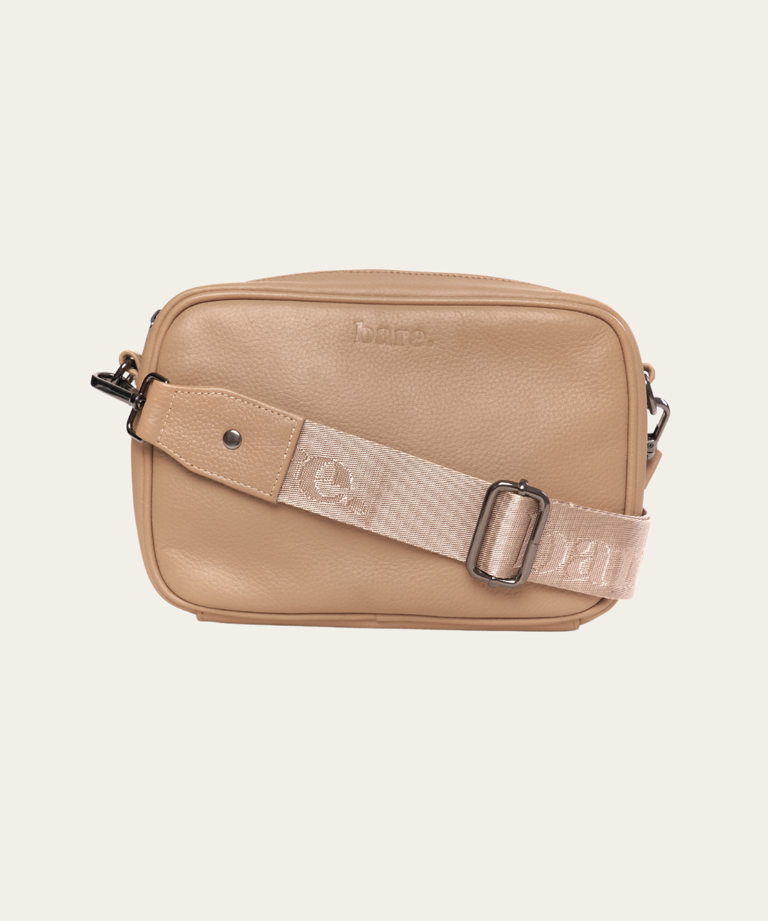 Stone Bare Leather Nylon Strap on an Esme bag